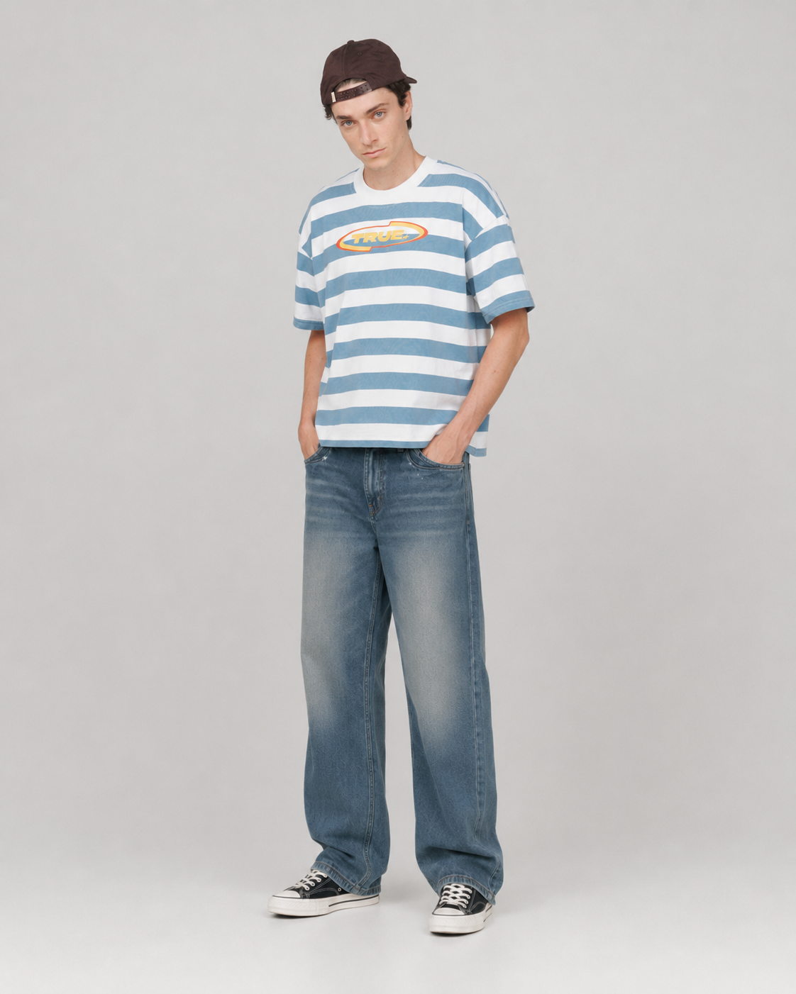 playera true racing Stripes Boxy Tee - Blue-thumbmail-4