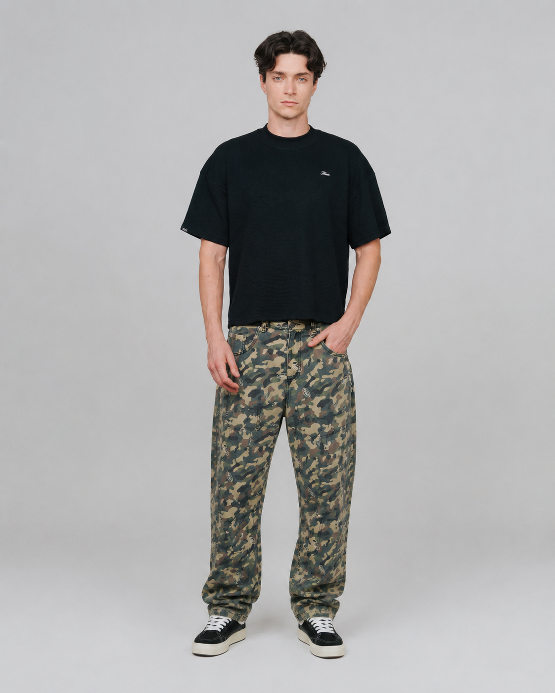 playera true Textured Boxy Tee - Black