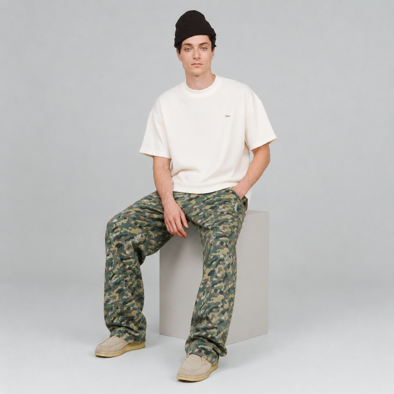 playera true textured boxy tee - Cream-thumbmail-5