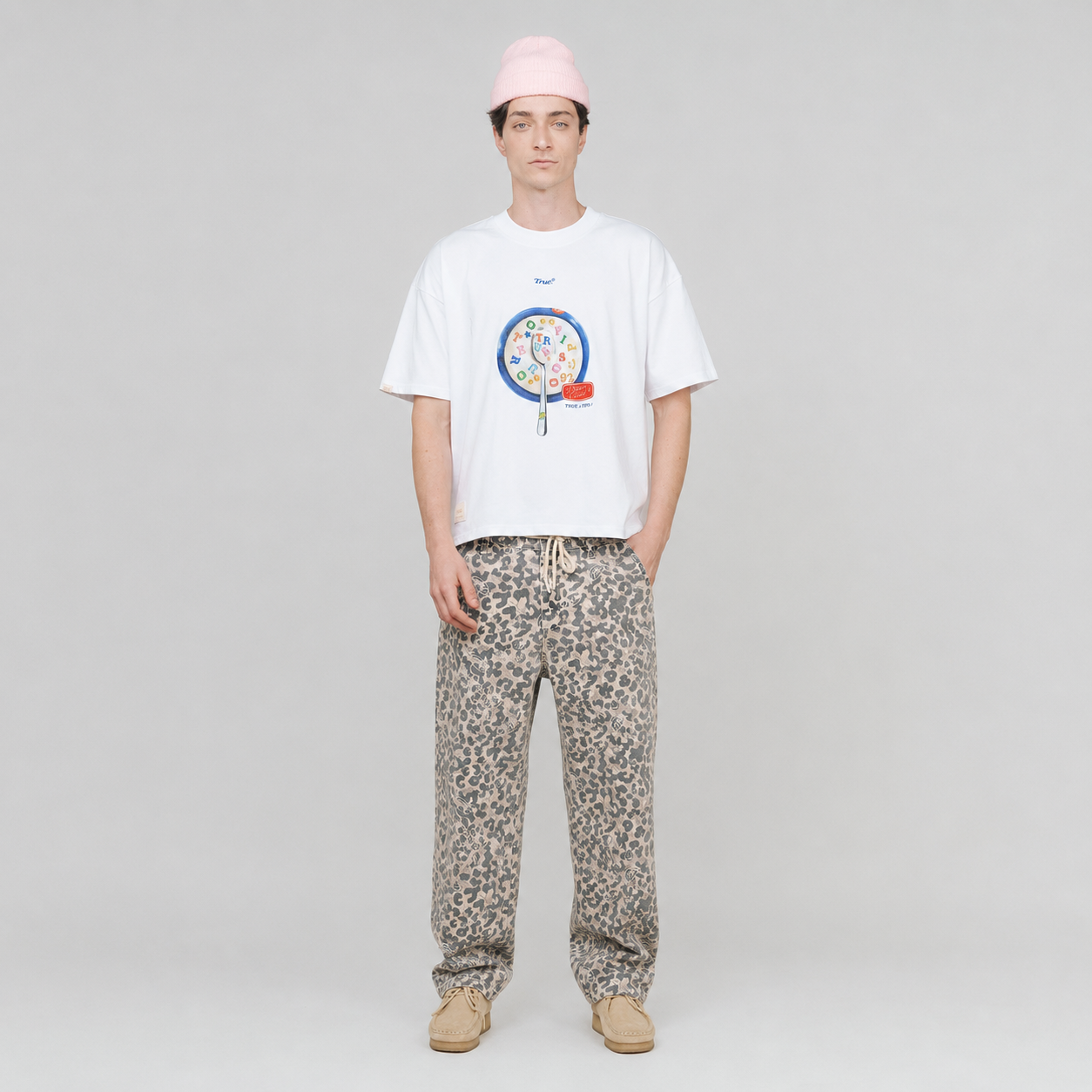 playera true my cereal boxy tee - White