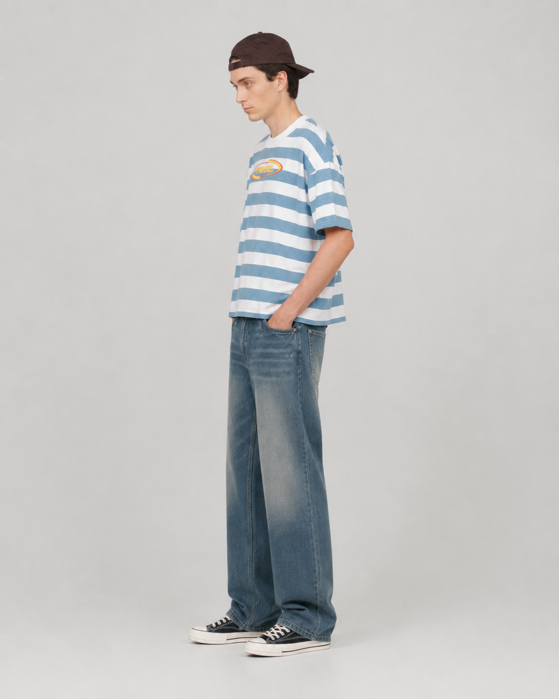 playera true racing Stripes Boxy Tee - Blue